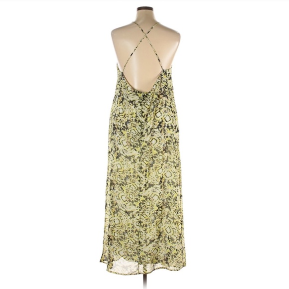 Romeo + Juliet Yellow Black Splatter Halter Open Back Maxi Dress Small - Picture 2 of 4
